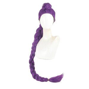 Girls Purple Anime Hunters Costume Halloween Cosplay Pony Tail Braid Wig